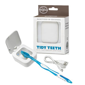 Tidy Teeth UV Toothbrush Sanitizer - Portable Cordless UVC Light Tooth Brush Holder - Cleaning and Sanitizing - Home Bathroom Countertop & Travel - USB Rechargeable Cleaner Case w/Wall Mount (1-Pack)