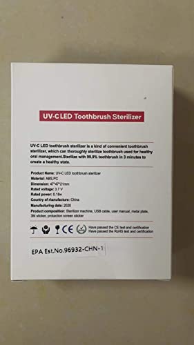 TAISHAN UV Sanitizer Toothbrush Case，Rechargeable Portable Mini Holder with Mirror,Kills 99.9% of Germs，Fits All Toothbrushes for Electric and Manual,Safety Feature Home Travel, White