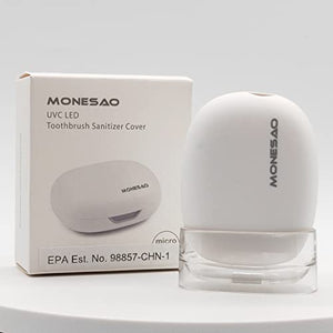 MONESAO Toothbrush Sanitizer, UVC Toothbrush Sterilizer Covers with Holder, Rechargeable Travel Home Toothbrush Cleaner Case for All Electric and Manual Toothbrushes (White)