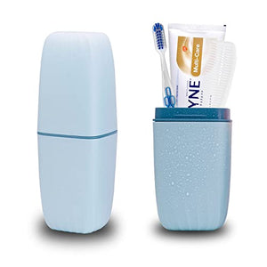 Toothbrush Cup Toothbrush Holder with Cover Travel Boothbrush Holder Portable Toothbrush Case and Carrier for Bathroom School Business Trip (Light Blue)
