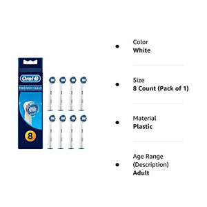 Oral-B Precision Clean Toothbrush Heads Pack of 8 Replacement Refills for Electric Rechargeable Toothbrush
