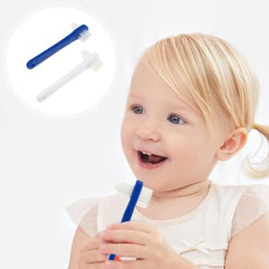 ARTIBETTER 2Pcs Denture Brushes Double-Sided False Teeth Toothbrush Denture Cleaning Tool (White + Blue)