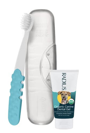 RADIUS USDA Organic Dental Solutions Puppy Kit 1 Unit, 1 Dog Toothbrush & 1 0.8oz Toothpaste, Ultra Soft Bristle & Non Toxic Toothpaste for Dogs, Designed to Clean Teeth, Xylitol Free