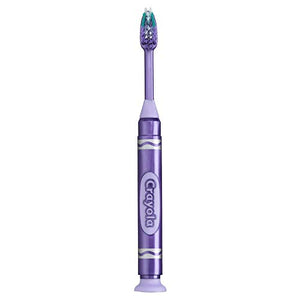 GUM Crayola Metallic Marker Children’s Toothbrush , Soft Bristled Kids’ Toothbrush Set Age 5+ , Suction Cup Base , 3 Count