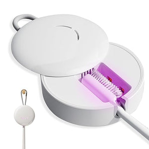 Toothbrush Sanitizer, Portable Toothbrush Holder with UVC Cleaning Light, Rechargeable Travel Toothbrush Box Case for Household and Travelling, White