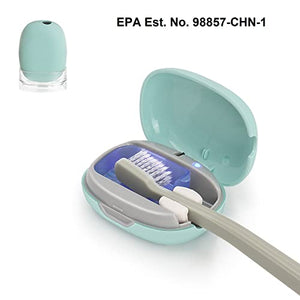 ELMWAY UV Sanitizer Toothbrush Case, Portable Mini Toothbrush Holder, Rechargeable Toothbrush Cover Sterilizing for Home and Travel Fits All Toothbrushes for Electric and Manual (Green)