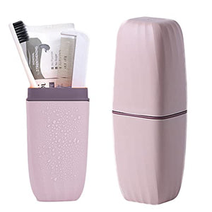 Travel Toothbrush Cup Case,Toothbrush Holder with Cover Travel Toothbrush Containers Portable Toothpaste Storage Toothbrush Case and Carrier for Camping School Business Trip Bathroom,Pink