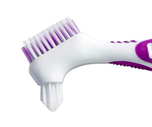 Mckkor Premium Hygiene Denture Cleaning Brush Set, Multi-Layered Bristles & Ergonomic Rubber Handle, for Denture Care(Purple & Green)