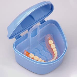 Y-Kelin Denture And Retainer Cleanning Set Denture Cleaning Case And Denture Brush (blue)