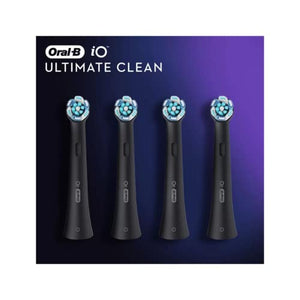 Oral-B iO Ultimate Clean Electric Toothbrush Head, Twisted & Angled Bristles for Deeper Plaque Removal, Pack of 4 Toothbrush Heads, Black