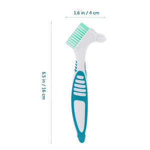 Healifty 4 Pcs Hard Denture Brush Double Sided Toothbrush Multi- Layered Bristles Fake Teeth Cleaning Brush Denture Care (Green)