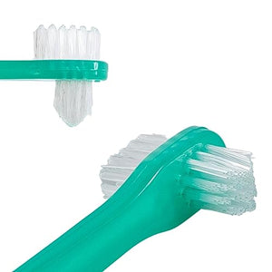Vakly Denture Brush [Pack of 10] Individually Bagged Denture Brushes with Hard Firm Flat Bristled Heads for Cleaning Dentures, Retainers, False Teeth, Clear Braces, and Mouth Guards