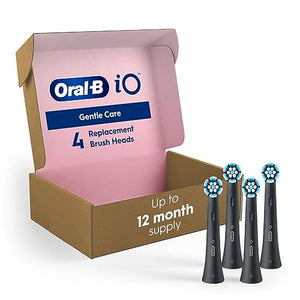 Oral-B iO Gentle Care Replacement Heads, Electric Toothbrush Brush Heads, Black, 4 Count