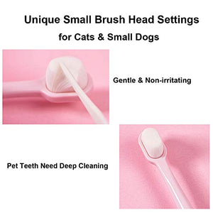KnocKconK Cat Toothbrush, Soft Smal Dog Dental Toothbrush Silicone, Easy Teeth Cleaning Head, Pet Deep Clean Dense Brush, Safe and Effective Oral Care, Brush Away Bad Breath, Easy to Handle, 2 Pack
