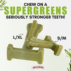 Bullibone SuperBrush: Dog Teeth Cleaning Brushing Toothbrush Stick - Long Lasting Nylon Super Greens Chew Toy for Oral Care and Dental Health