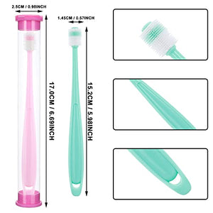 Molain Dog Toothbrush 360 Degree, 2 Set Silicone Handle Cat Toothbrushes with Storage Box, Puppy Dogs Pet Tooth Cleaning Kit (Pink+Blue)