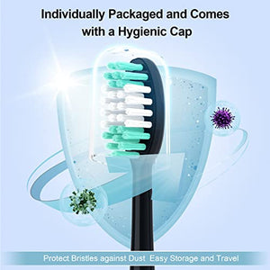 Everystep Replacement Toothbrush Heads Compatible with AquaSonic Black Series 10 Pack for Vibe Series Black Series pro, and for Duo Series pro Electric Toothbrush Black