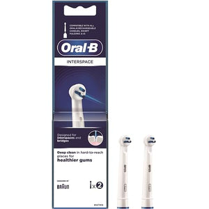 Oral-B Interspace Electric Toothbrush Head, Deep Plaque Remover, Pack of 2, Cleans Between Teeth, White