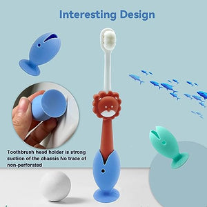 Standing Tooth Brush Head Cover,Children Silicone Protector Cap,Travel Toothbrush Suction Cup Holder,Dustproof Toothbrush Protect Case, Fish Shape Silicone Suction Cup Toothbrush Holder
