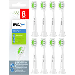 Brushmo Replacement Toothbrush Heads for Philips Sonicare DiamondClean HX6063, White, with Hygienic Caps, 8 Pack, Fits Philips Sonicare Electric Toothbrush