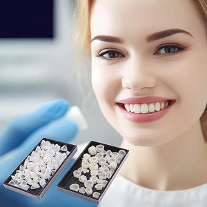 120 Pieces Dental Fake Tooth Cap Crown Veneers Front Back Anterior and Molar Posterior Teeth with Tooth Repair Thermal Beads Cap Filler for Missing Broken Teeth