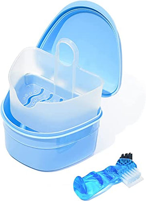 Y-Kelin Denture And Retainer Cleanning Set Denture Cleaning Case And Denture Brush (blue)