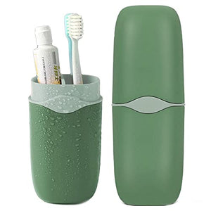 Detachable Travel Toothbrush Holder, Portable Toothbrush Case 3 in 1 Toothpaste Travel Case Holder Plastic Toothbrush Container Toothbrush Storage Box for Travel,Business,Camping, Daily Uses (GREEN)