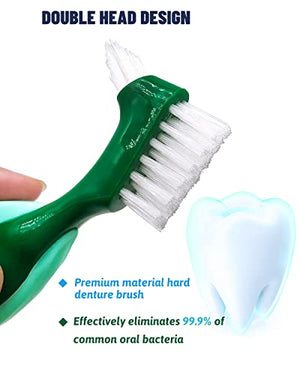 Premium Hard Denture Brush Toothbrush, Cleaning Brush, Multi-Layered Bristles & Portable Denture Double Sided Brush, Denture Care(Pack of 3)