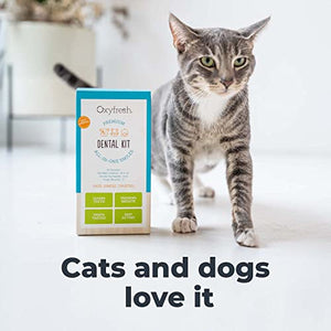Oxyfresh Premium Pet Dental Kit for Dogs & Cats – Easy Solution for Pet Fresh Breath, Clean Teeth, Control Plaque & Tartar – Vet Formulated Pet Toothpaste, 4oz + Water Additive, 16oz Kit