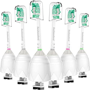 Jiuzhoudeal Replacement Toothbrush Heads for Philips Sonicare E-Series, Compatible with Sonicare Essence, Elite, Advance, CleanCare Screw-on Electric Toothbrush HX7022/66, 6 Pack