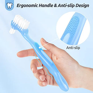 YCUS Hard Denture Cleaning Brush Toothbrush with Double Bristle Heads (4 Pcs) Heavy Duty, Multi-Layered Bristles, Portable Design,Ergonomic Anti-Slip Handle,Perfect for Deep Cleaning Care
