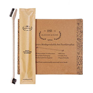 BLEEKER & RÖWE Pet Toothbrushes – Biodegradable Dog Toothbrush – Dual-Sided Soft Toothbrush for Dogs – Vegan and BPA-Free Soft Bristle Toothbrush – 10-Pack Individually Wrapped Toothbrushes