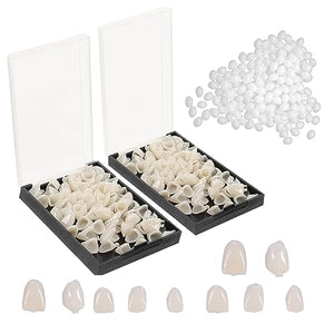 120 Pieces Dental Tooth Cap Crown Veneers Front Back Anterior and Molar Posterior Teeth with Tooth Repair Thermal Beads Cap Filler for Missing Broken Teeth