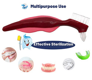 Premium Hard Denture Brush Toothbrush, Cleaning Brush, Multi-Layered Bristles & Portable Denture Double Sided Brush, Denture Care(Pack of 3)