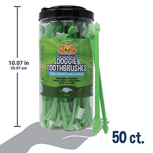 Bodhi Dog Dual-Headed Long Dog & Cat Toothbrush | Puppy Toothbrush with Soft Bristles for Pet Dental Care | Easy Teeth Cleaning Dog Finger Toothbrush, 50 Count