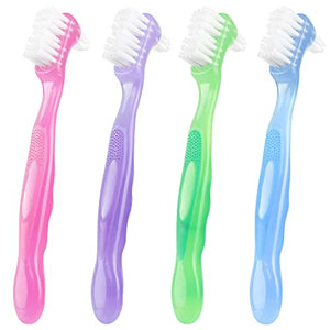 YCUS Hard Denture Cleaning Brush Toothbrush with Double Bristle Heads (4 Pcs) Heavy Duty, Multi-Layered Bristles, Portable Design,Ergonomic Anti-Slip Handle,Perfect for Deep Cleaning Care
