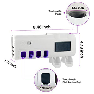 Toothbrush Holder Wall Mounted - Toothbrush and Toothpaste Holder, with Cleaning Function 4 Slots and 2 Automatic Toothpaste Dispenser, for Electric Toothbrush - Regular Toothbrush