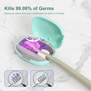 ELMWAY UV Sanitizer Toothbrush Case, Portable Mini Toothbrush Holder, Rechargeable Toothbrush Cover Sterilizing for Home and Travel Fits All Toothbrushes for Electric and Manual (Green)