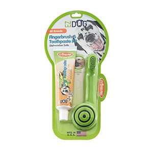 EZDOG by Triple Pet Dental Care Kit Contains Patented Finger Brush and All-Natural Vanilla Toothpaste | Best Dental Care For Dogs For Fresh Breath | Dogs Love the Taste, All Dogs