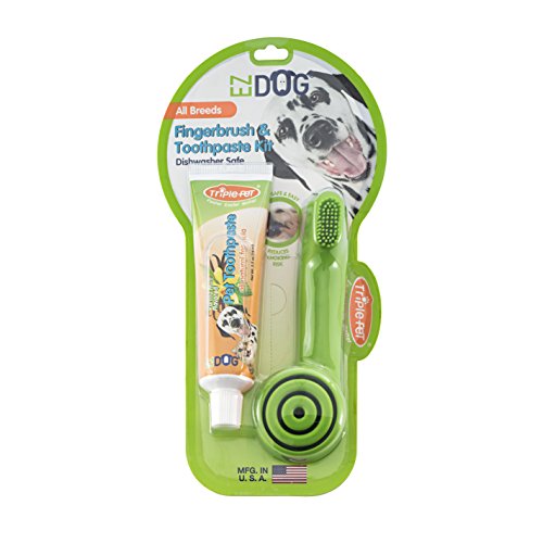 EZDOG by Triple Pet Dental Care Kit Contains Patented Finger Brush and All-Natural Vanilla Toothpaste | Best Dental Care For Dogs For Fresh Breath | Dogs Love the Taste, All Dogs