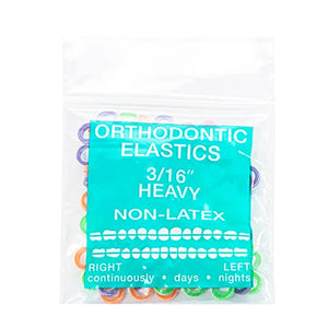 JMU Orthodontic Elastics 3/16 Inch Heavy 6.5oz 100 Pack Dental Rubber Bands Intraoral Elastic Bands Latex Free Made in USA