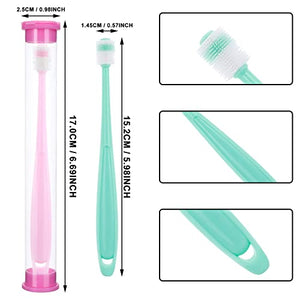 TACPAK 2 Set Dog Toothbrush 360 Degree, Cat Toothbrush Deep Clean Fresh Breath with Storage Box Silicone Handle, Cat Dental Care Dog Oral Hygiene Pet Tooth Cleaning Kit (Pink+Blue)
