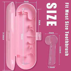 ARRITZ Electric Toothbrush Case, Toothbrush Case for Traveling for Oral-B/Philips Sonicare Electric Toothbrush with 4PCS Covers Caps (Pink)