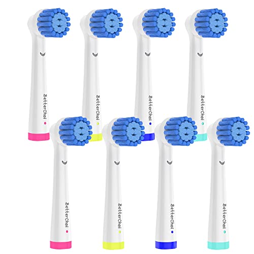 8 Pack Sensitive Gum Care Replacement Brush Heads Compatible with Oral B Electric Toothbrush. Soft Bristle for Superior and Gentle Clean
