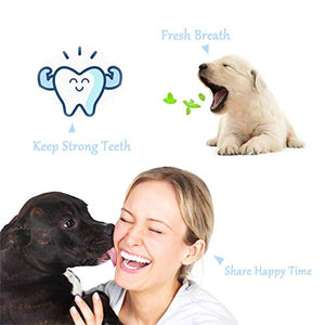 Orgrimmar 2 Pcs 3 Sided Pet Toothbrush Dog Brush Addition Bad Breath Tartar Teeth Care Dog Cat Cleaning Mouth