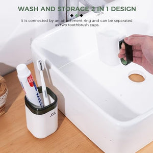 Travel Toothbrush Holder,Toothbrush Holder and Rinse Cup with Handle Toothbrush Travel Case,Multifunctional Toothbrush Cup,Large Capacit Travel Toothbrush Holder with Mouthwash Cup(2pcs)