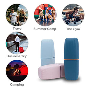 Toothbrush Cup Toothbrush Holder with Cover Travel Boothbrush Holder Portable Toothbrush Case and Carrier for Bathroom School Business Trip (Light Blue)