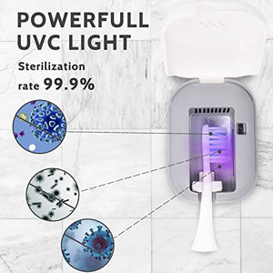 GFU Toothbrush Sanitizer Case, Rechargeable Portable Toothbrush Cleaner, Fits for All Toothbrushes Head, Used for Home, Travel, Camping, Business Trip (White)