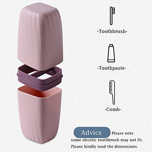 Travel Toothbrush Cup Case,Toothbrush Holder with Cover Travel Toothbrush Containers Portable Toothpaste Storage Toothbrush Case and Carrier for Camping School Business Trip Bathroom,Pink