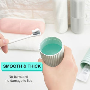 UCEC Toothbrush Travel Case, Portable Travel Toothbrush Holder Case, Toothbrush Case Set for Camping, Traveling, Home, School, Business, Bathroom, 2 Pack (Green, Pink)